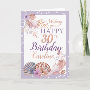 Carte de corail de coquillages pour le 30e anniver