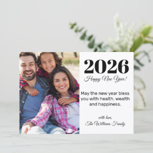 Carte De Correspondance 2026 heureux nouvel an, script moderne, photo de v
