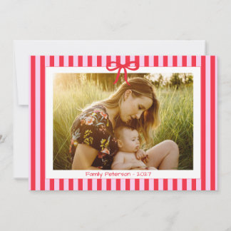 Carte De Correspondance 2027 photo rayures rouges nœud papillon tendance c