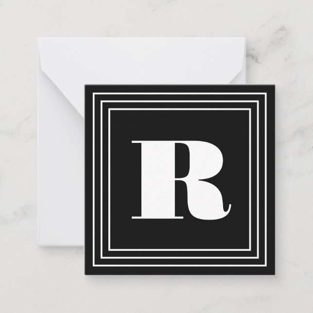 Carte De Correspondance 3 monogramme de cadre | Noir et blanc (Devant)