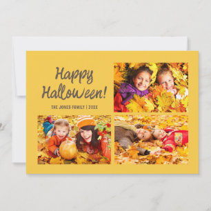 Carte De Correspondance 3 Photo Joyeux Halloween Citrouille Jaune Orange