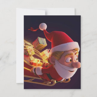 Carte De Correspondance 3D Santa Claus Christmas Greeting Card – Festive H