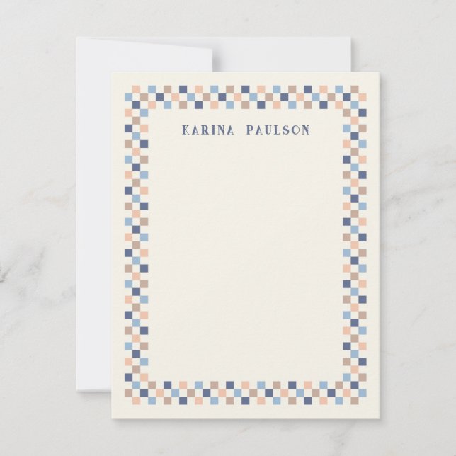 Carte de correspondance à cadre damier - Navy (Devant)