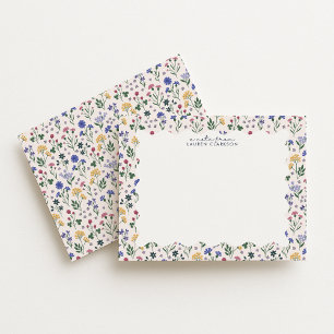 Carte de correspondance à cadre ondulé floral Prai