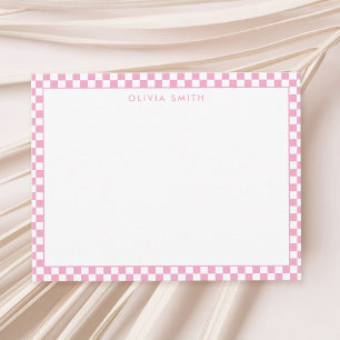 Carte De Correspondance À damiers rose moderne