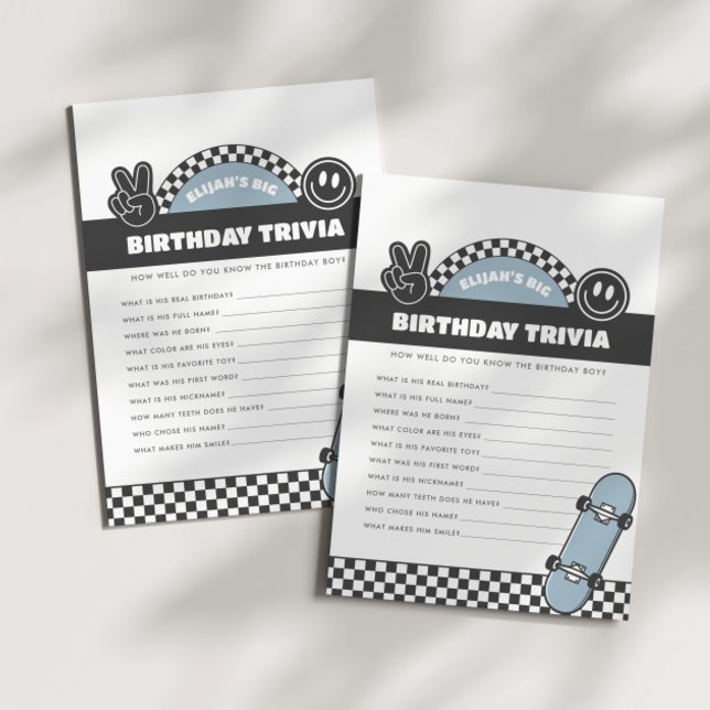 Carte De Correspondance À damiers Skateboard Super Hippie Birthday (Créateur téléchargé)