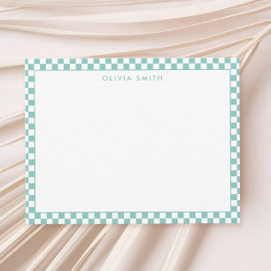 Carte De Correspondance À damiers Turquoise moderne