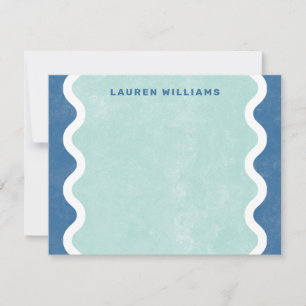 Carte de correspondance à lignes ondulées - Bleu