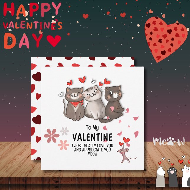 Carte De Correspondance À ma Saint Valentin Meow (To My Valentine Meow Note Card)