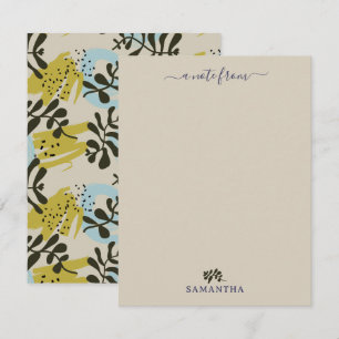 Carte De Correspondance Abstrait Botanique Bohème Pastel Vert Bleu