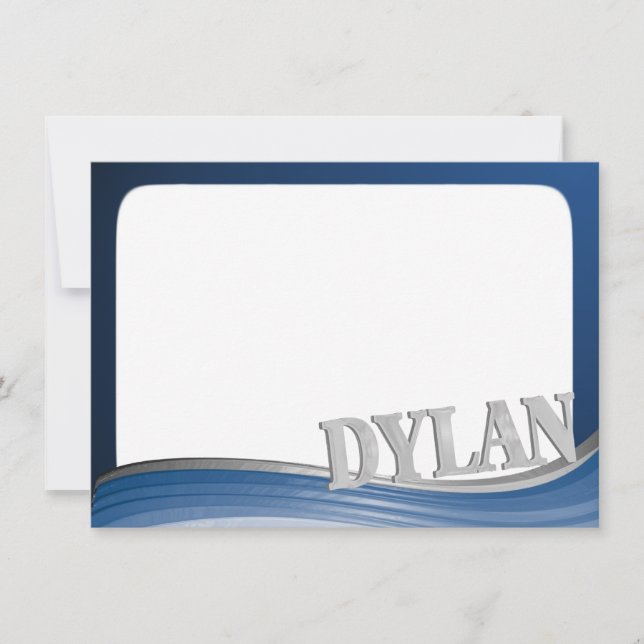 Carte De Correspondance Acier avec nom Dylan Flat Note (Devant)