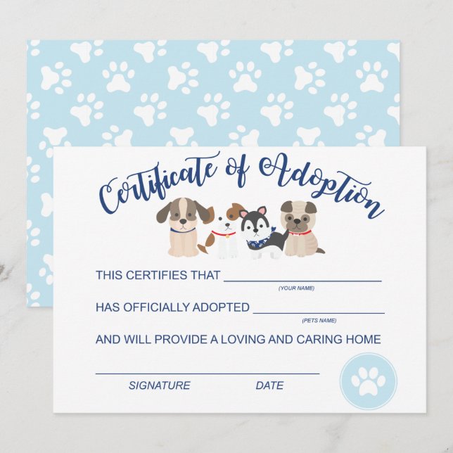 Carte De Correspondance Adopter un certificat d'anniversaire de marionnett (Devant / Derrière)