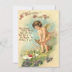 Carte De Correspondance Adorable Cupid Chérubin Vintage Saint-Valentin