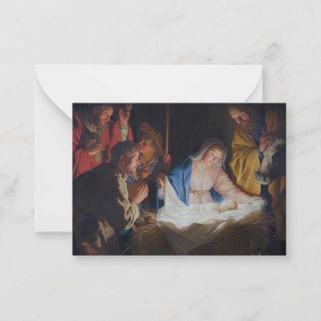 Carte De Correspondance Adoration des bergers - Honthorst - Noël (Devant)