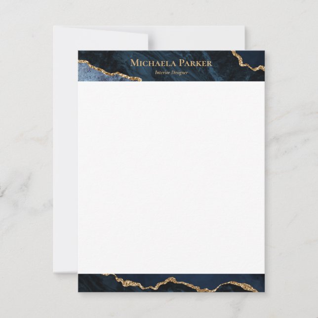 Carte De Correspondance Agate moderne Marine Blue Gold Geode (Devant)