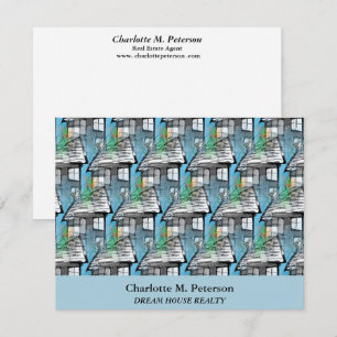 Carte De Correspondance Agent immobilier Motif Maison bleue