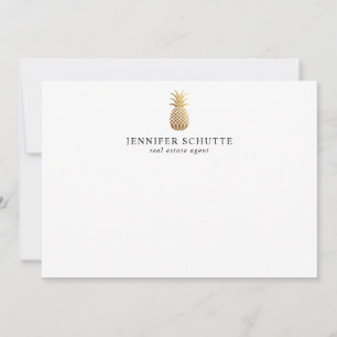 Carte De Correspondance Agent immobilier personnalisé Faux Gold Pineappy