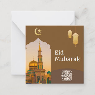 Carte De Correspondance Aïd Moubarak Brown et or avec texte personnalisabl