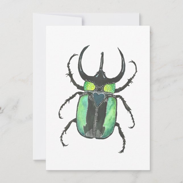 Carte De Correspondance Aimer Bug Atlas Beetle Aquarelle Valentine (Devant)