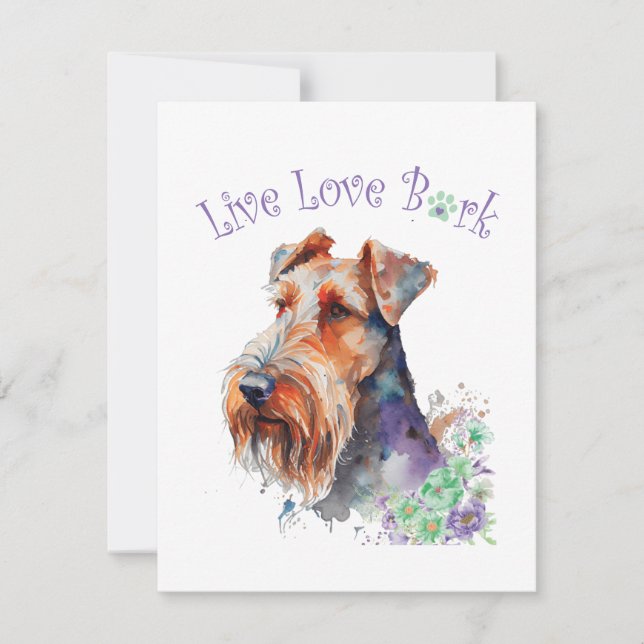 Carte De Correspondance Airedale Chien Maman Floral (Devant)