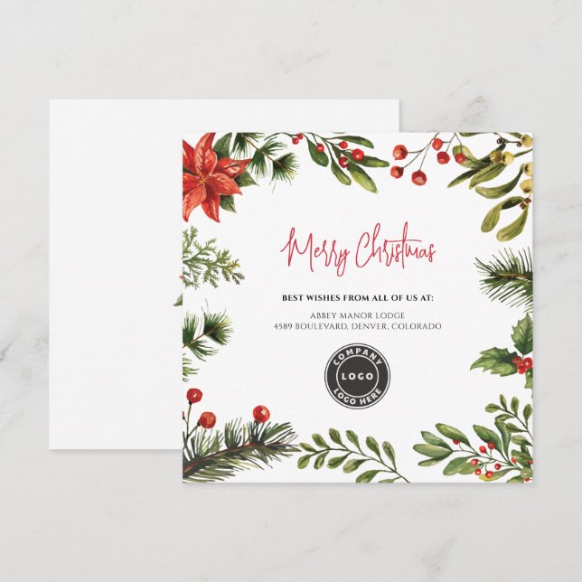 Carte De Correspondance Ajouter un logo d'entreprise Joyeux Noël (Devant / Derrière)