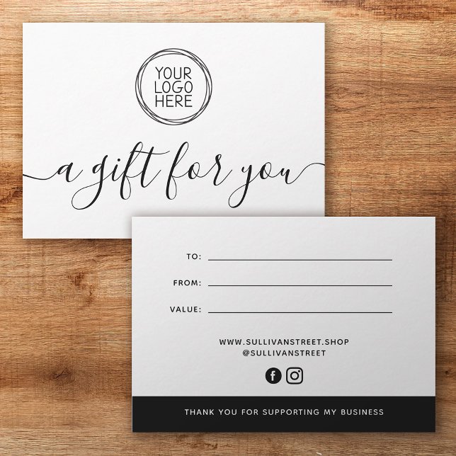 Carte De Correspondance Ajouter Votre Logo Certificat Cadeau Minimaliste (Créateur téléchargé)