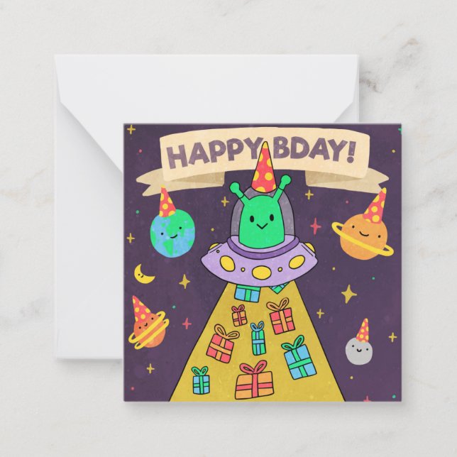 Carte De Correspondance Alien Joyeux anniversaire (Devant)