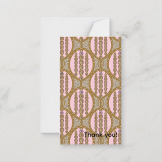 Carte De Correspondance AMARA Rose Poussiéreux et Motif Géométrique Rétro 