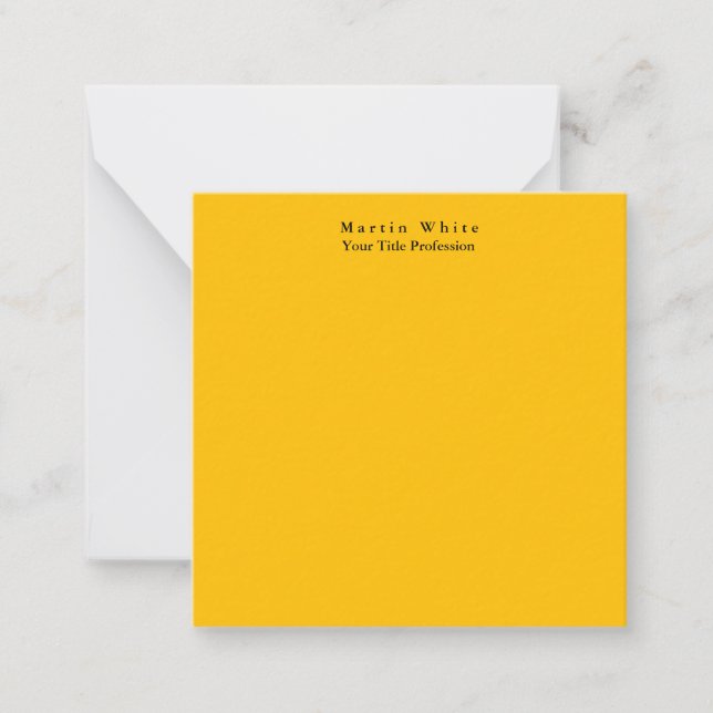 Carte De Correspondance Ambre Jaune Plaine Élégant Professionnel Moderne (Devant)