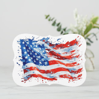 Carte De Correspondance American Flag USA Watercolor 4 juillet
