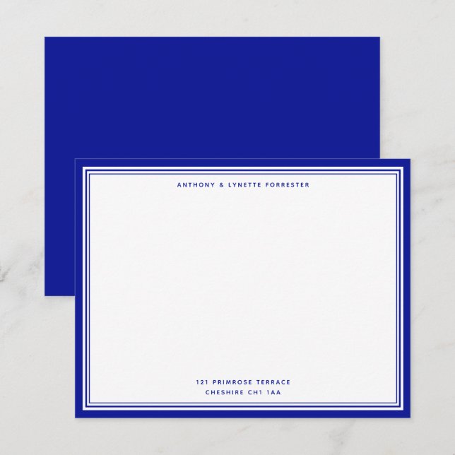 Carte De Correspondance Amiral bleu moderne Nom et adresse de la frontière (Devant / Derrière)