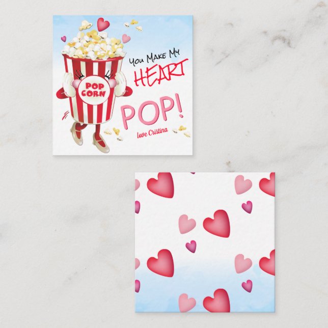 Carte De Correspondance Amour de pop-corn drôle (Devant / Derrière)