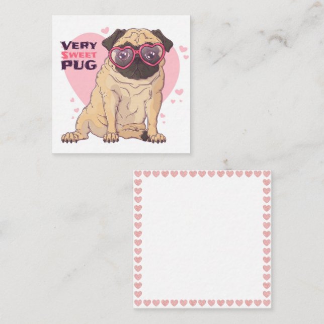 Carte De Correspondance Amour de Pug (Devant / Derrière)