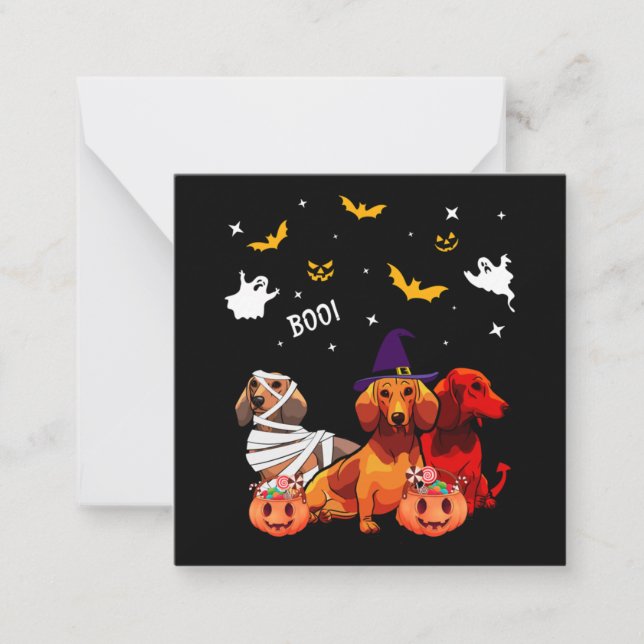 Carte De Correspondance Amoureux de chien de la fête d'Halloween Teckel (Devant)