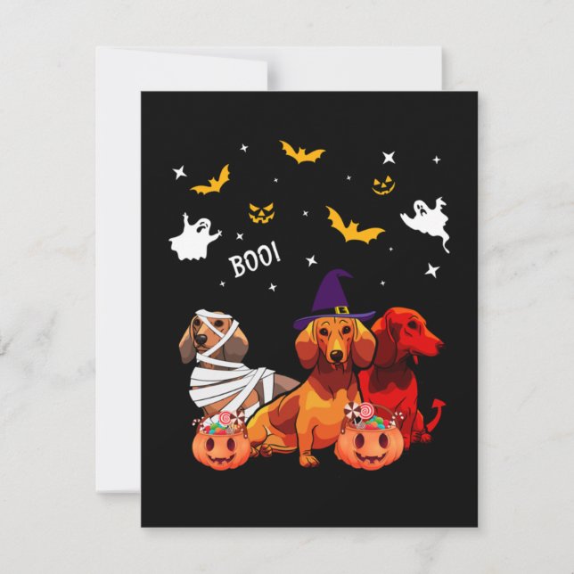 Carte De Correspondance Amoureux des chiens de Dachshund Halloween (Devant)