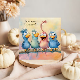 Carte De Correspondance Amusant Quirky Birds Joyeux Carré plat d'anniversa