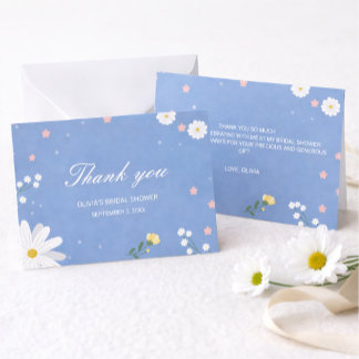 Carte De Correspondance An elegant wedding in light blue with wildflowers.
