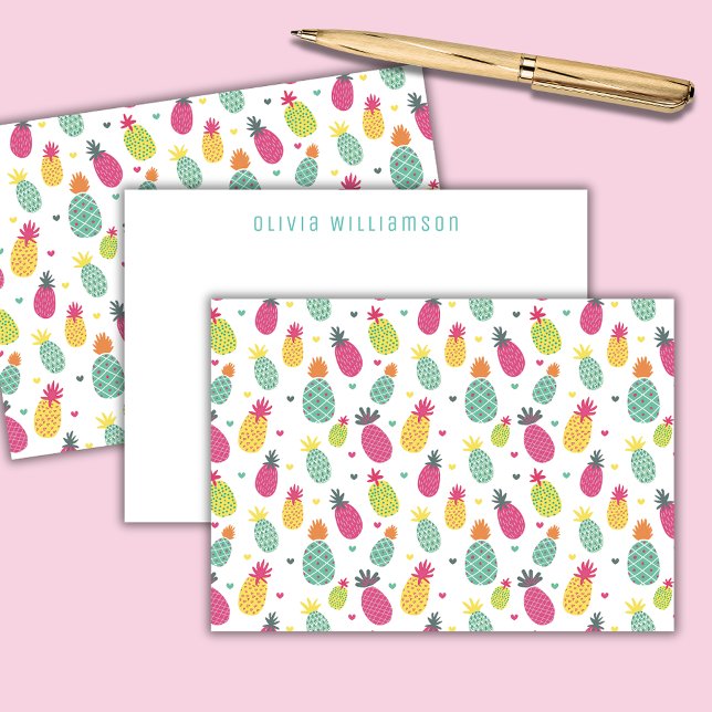 Carte De Correspondance Ananas tropical personnalisé (Personalized pineapple notecards)