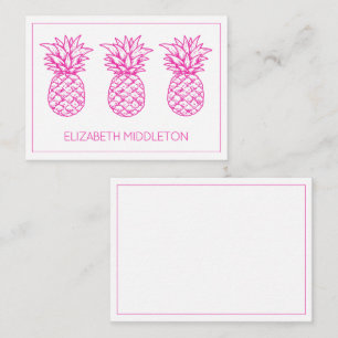 Carte De Correspondance Ananas Tropical Rose Preppy Personnalisé