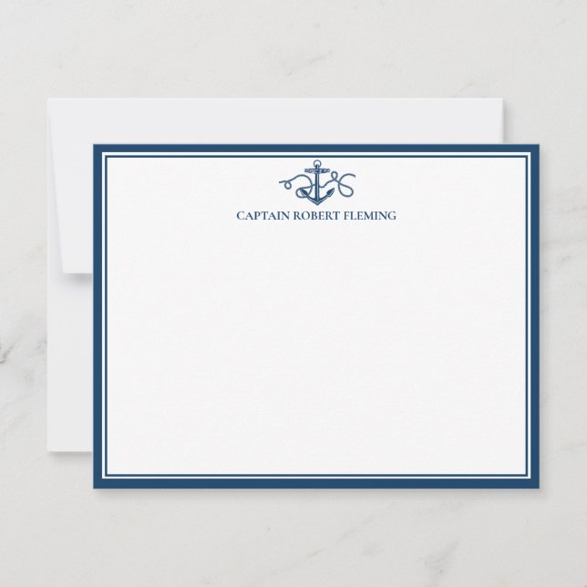 Carte De Correspondance Ancre marine Frontière bleue (Devant)