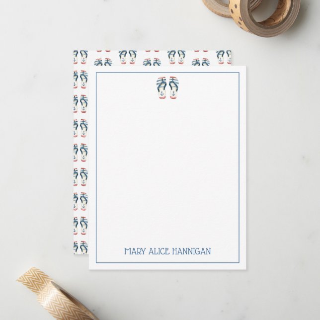 Carte De Correspondance Ancre nautique tongs Personnalisé (Devant/Arrière en situation)