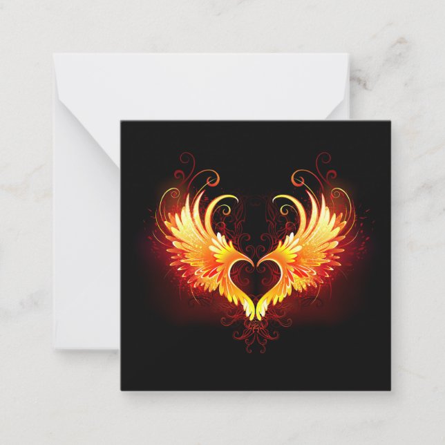 Carte De Correspondance Angel Fire Heart with Wings (Devant)