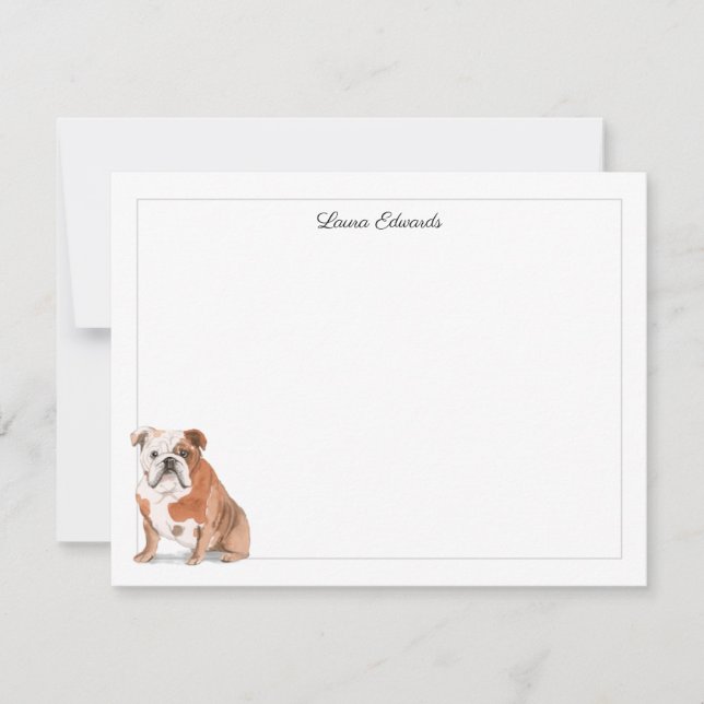 Carte De Correspondance Anglais Bulldog Grey Bordure personnalisée (Devant)