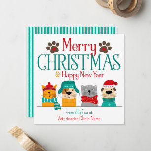 Carte De Correspondance Animal de compagnie Noël Chien Chat