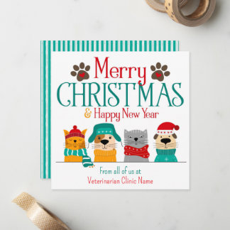 Carte De Correspondance Animal de compagnie Noël Chien Chat