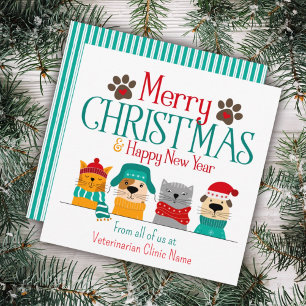 Carte De Correspondance Animal de compagnie Noël Chien Chat