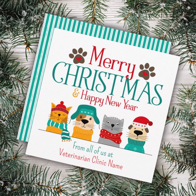 Carte De Correspondance Animal de compagnie Noël Chien Chat (Créateur téléchargé)