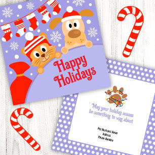 Carte De Correspondance Animal de compagnie Noël Chien Chat