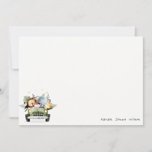 Carte De Correspondance Animaux de la jungle tropicale sauvage en voiture 
