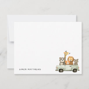 Carte De Correspondance Animaux Mignons Minimalistes pour Enfants